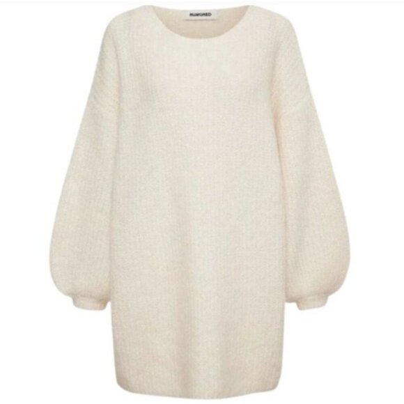 New Rumored - S - Milkshake Mini Dress White Coquette Soft Knit Oversized Casual - Picture 4 of 8